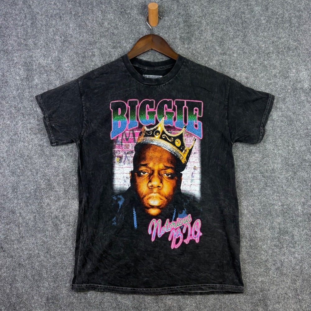 Notorious B.I.G. Graphic T-Shirt Mens M Black Acid Wash Biggie Smalls Hip Hop